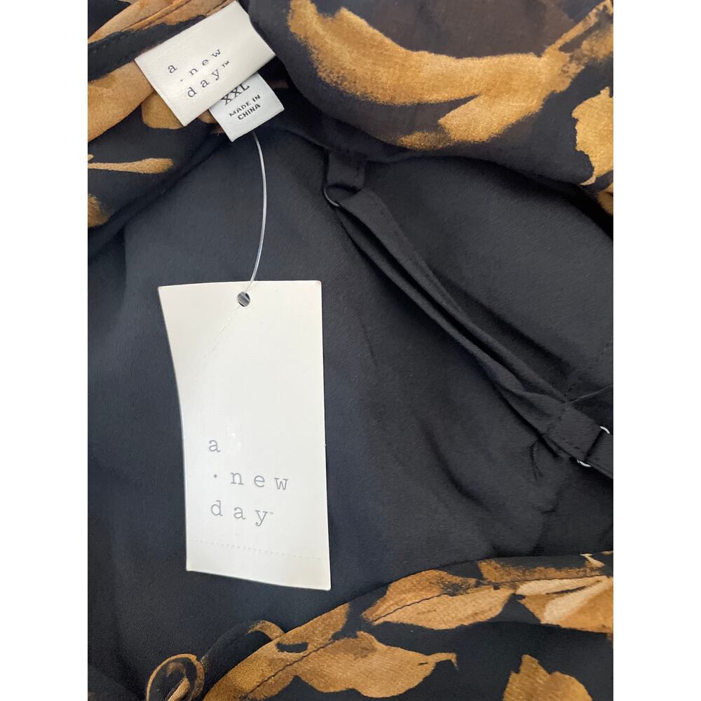 Long Sleeve Sheer Maxi Dress -A New Day - XXL New Black/Brown Floral - Picture 9 of 10